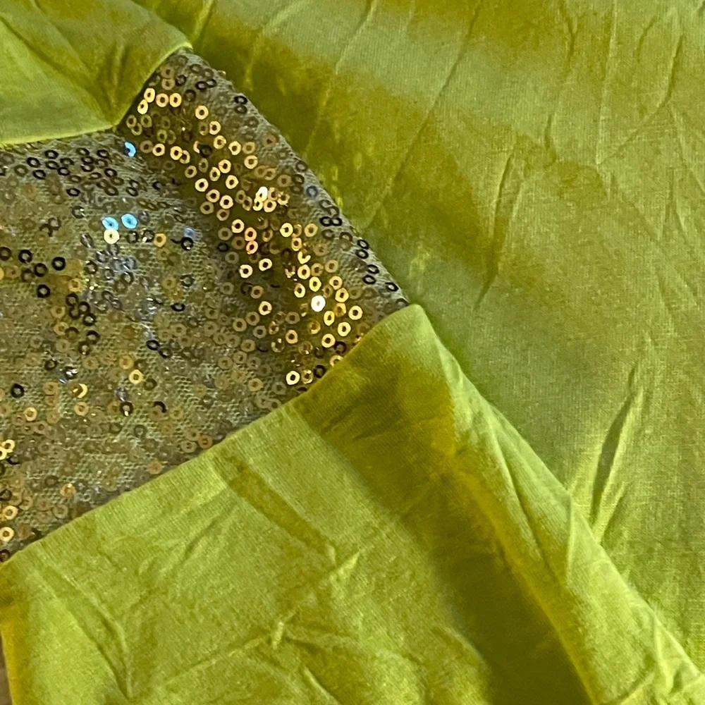 Lime Neon Glam Green Top with Gold Sequin Cross Accents - Showstopper​ - Picture 2 of 10